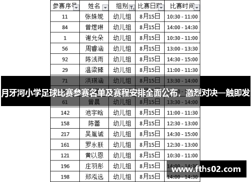 月牙河小学足球比赛参赛名单及赛程安排全面公布，激烈对决一触即发